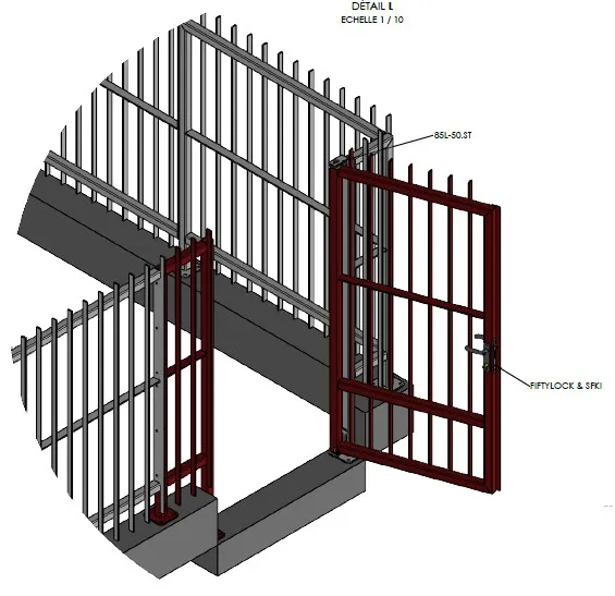 [25-249-110] clôture avec portillon