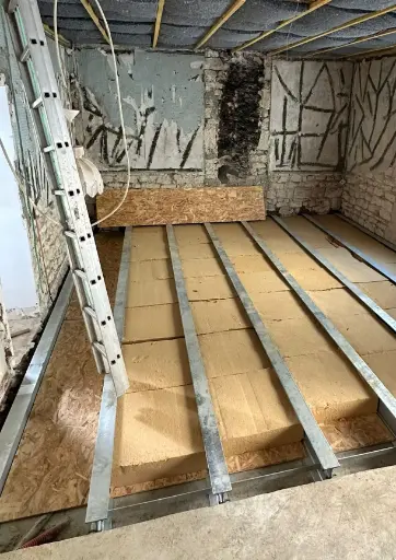 [25-146] Plancher structurel acier IPE 200 Cave / Salon 24m²