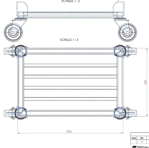 [19-129] Chariot alimentaire (inox 316 L) de cuisine avec roulettes pour caissettes