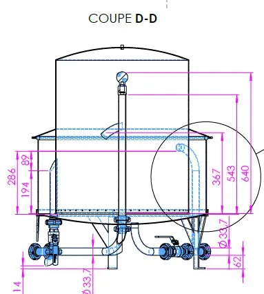 [25-356] Cuve inox séparateur eau gazéifiée 115 litres